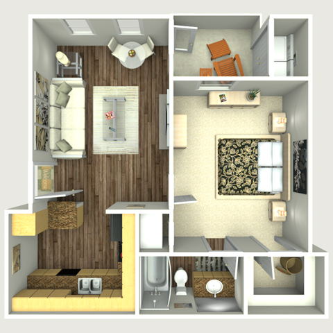 A1 floorplan - one bedroom one bath